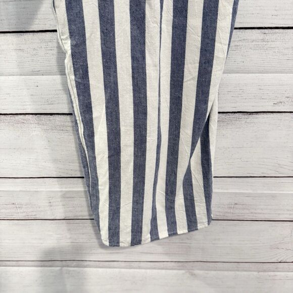 American Eagle Blue Ivory Striped Button Front Jumpsuit Size Small Petite - Picture 7 of 13